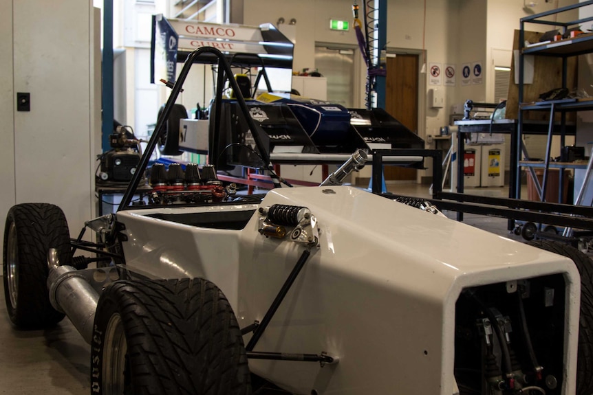 Two race cars made by ECU students