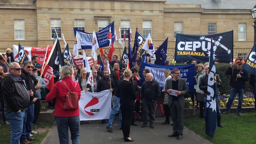 Unions protest anti-protest bill in Hobart