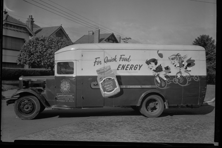 A van in Western Australia advertising Sanitarium Peanut Paste.