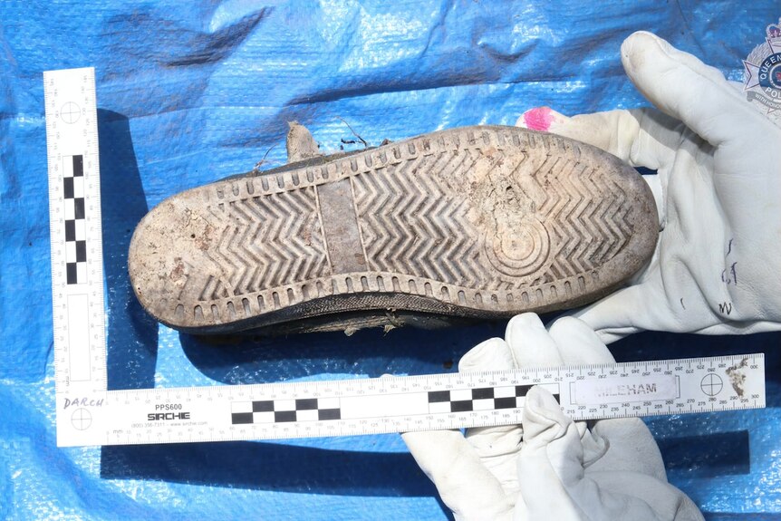 The sole of the shoe that was found by Queensland police
