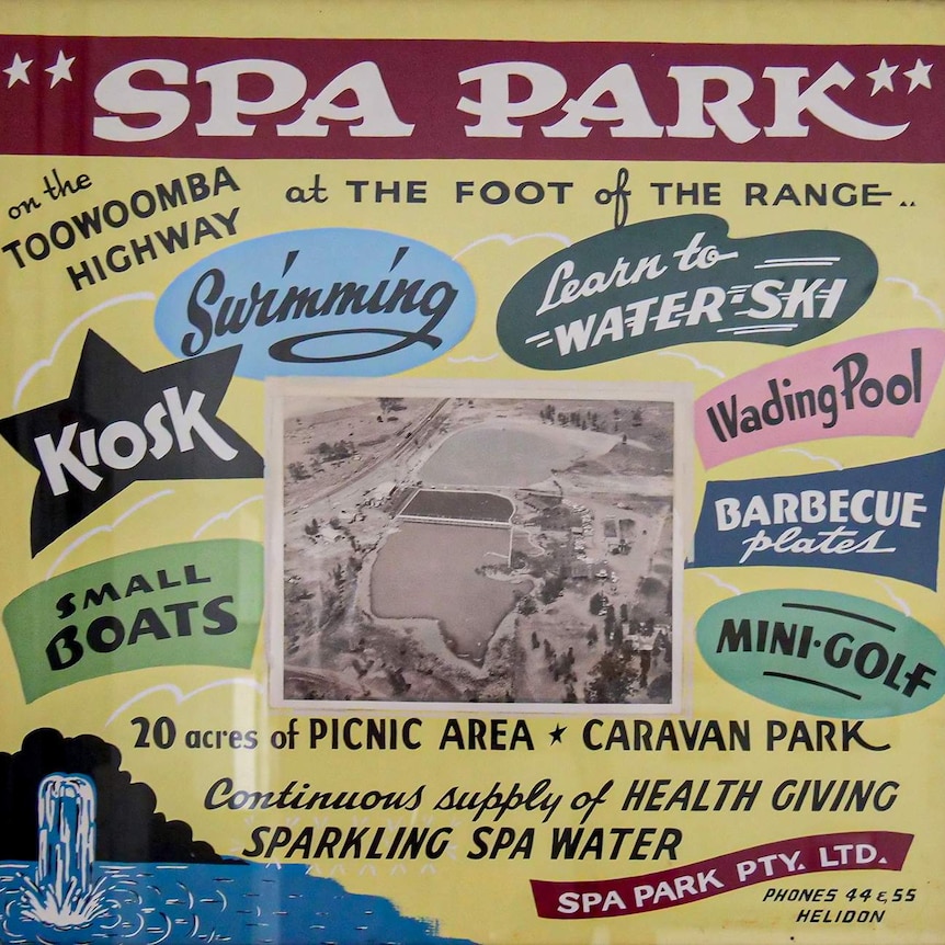A colourful 1960s poster advertising the spa water park