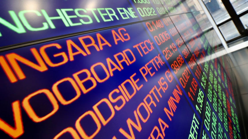 A photo of the trading boards at the Australian stock exchange