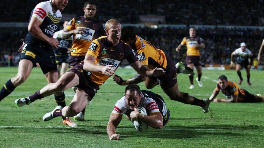 Bragging rights ... Matt Scott scores for the Cowboys