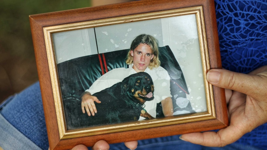 A framed photo of Angela Van Goor's deceased son Hayden.