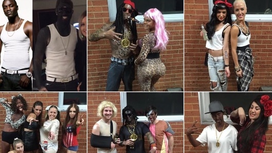 A screen grab showing people in blackface at a Frankston Bombers Football Club social event