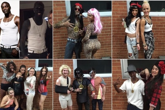 A screen grab showing people in blackface at a Frankston Bombers Football Club social event