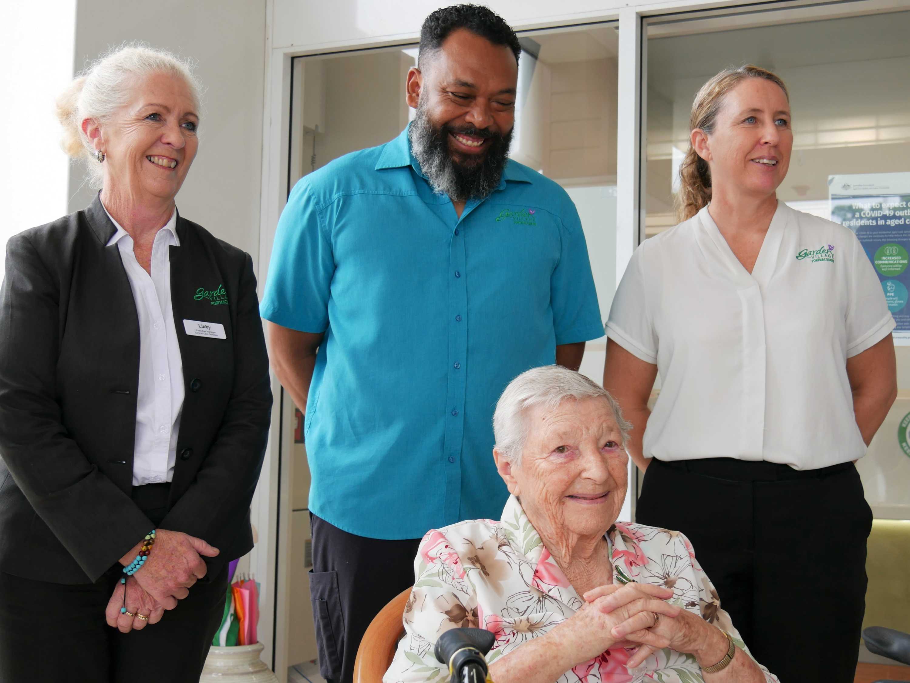 COVID19 vaccine for 100yo aged care resident as Port Macquarie's
