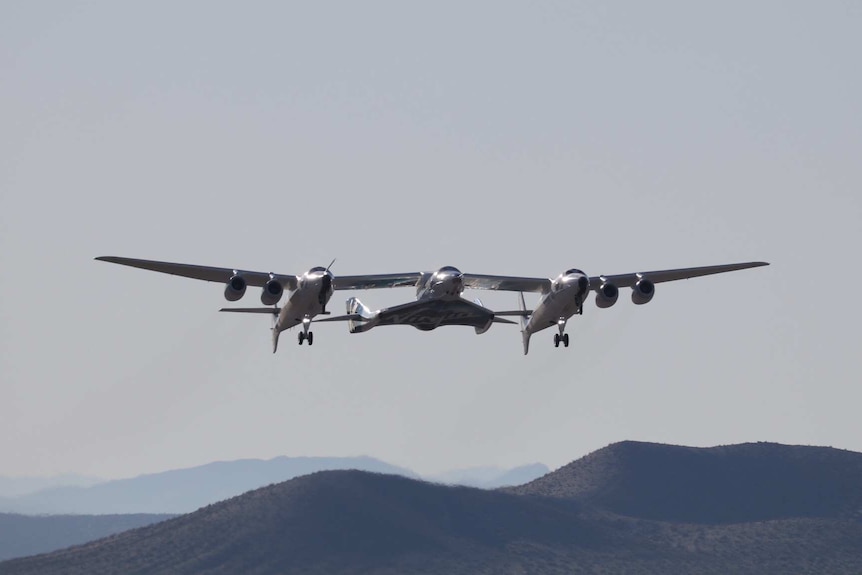 Virgin Galactic's SpaceShipTwo takes off.