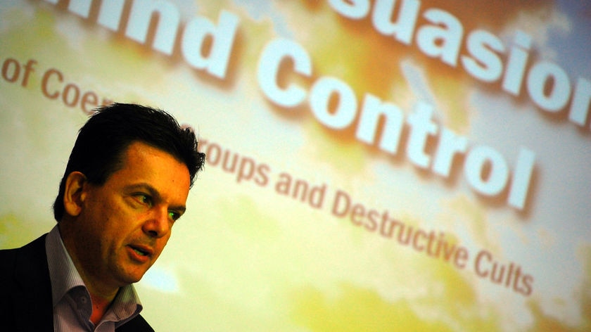 Senator Nick Xenophon addresses the Cult Information and Family Support Group Queensland Conference, as he continued to put pressure on Government to crack down on The Church of Scientology.