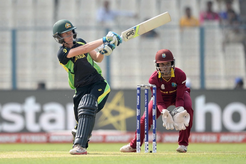 Solid start ...Elyse Villani looks for runs during her half-century