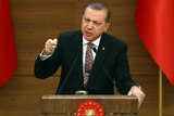 Turkish President Recep Tayyip Erdogan speaks at the monthly Mukhtars meeting.