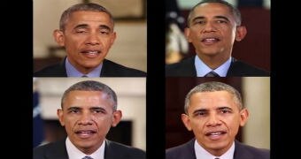 Four pictures of Barack Obama.