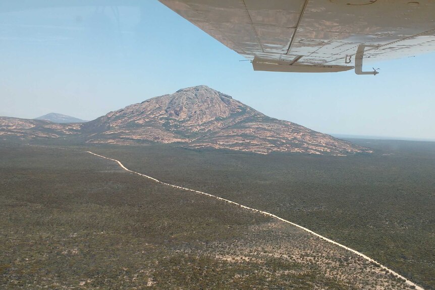 Bushland and hills viewed from a plane.