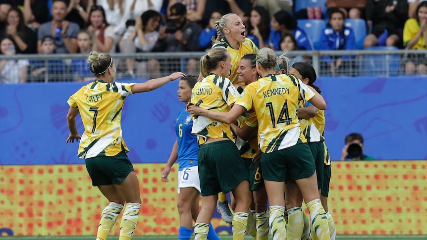 World Cup: Matildas celebrate goal over Brazil