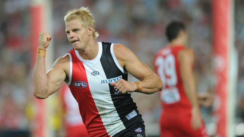 The teen published photos featuring Saints skipper Nick Riewoldt and two of his team-mates.