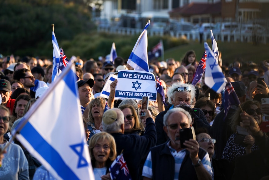 Group holding Israeli flags