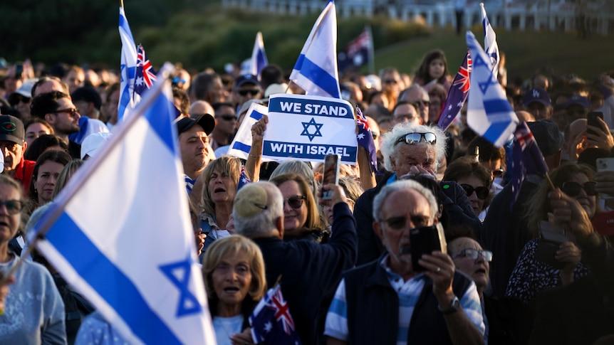 Group holding Israeli flags