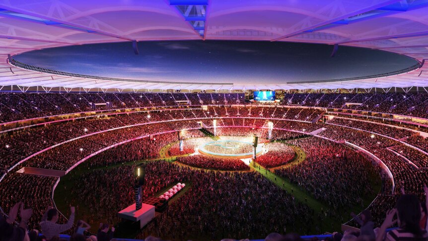 The new Perth Stadium and Sports Precinct at Burswood 17 July 2014