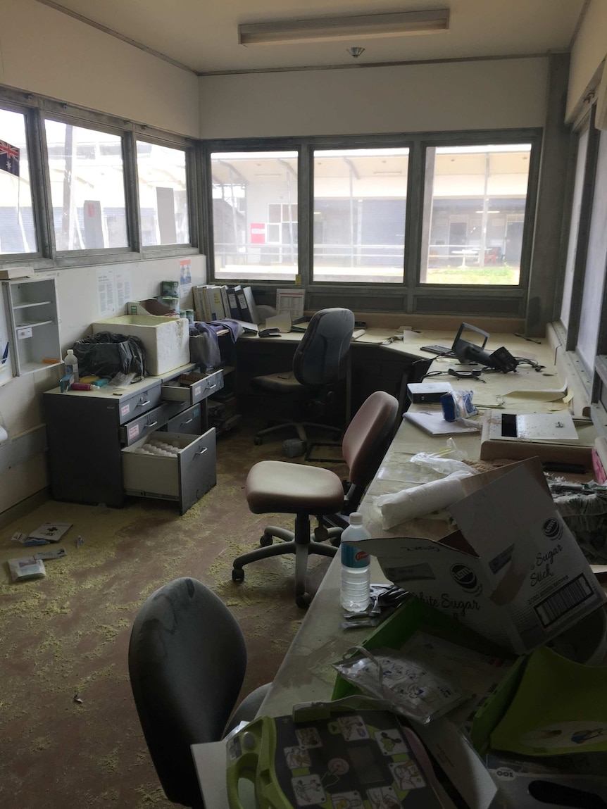 Ransacked office on Christmas Island