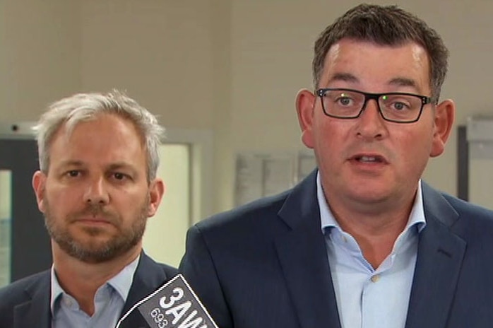 Victorian Premier Daniel Andrews and Brett Sutton at a COVID-19 press conference.