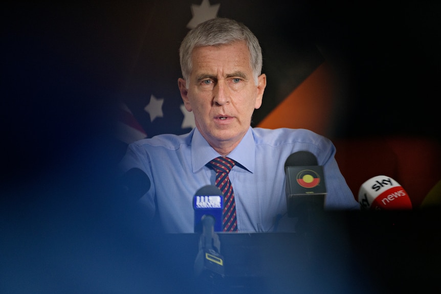 NT Acting Chief Health Officer Charles Pain speaking at a press conference in Parliament House.