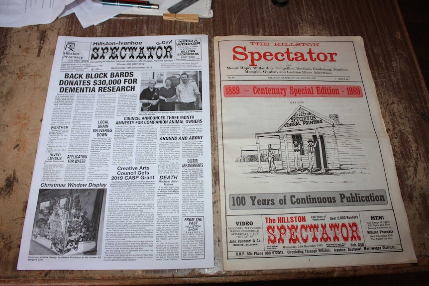 The Hillston Spectator has been printed since 1889