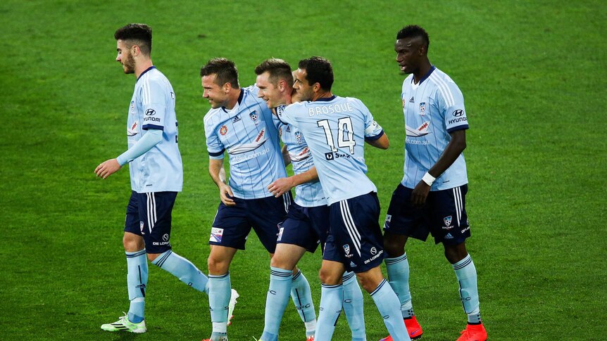 Sydney FC celebrating goal against Phoenix