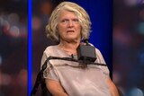 Rosemary Kayess appears on Q+A in a light-coloured top, she has short hair and is sitting in a wheelchair.