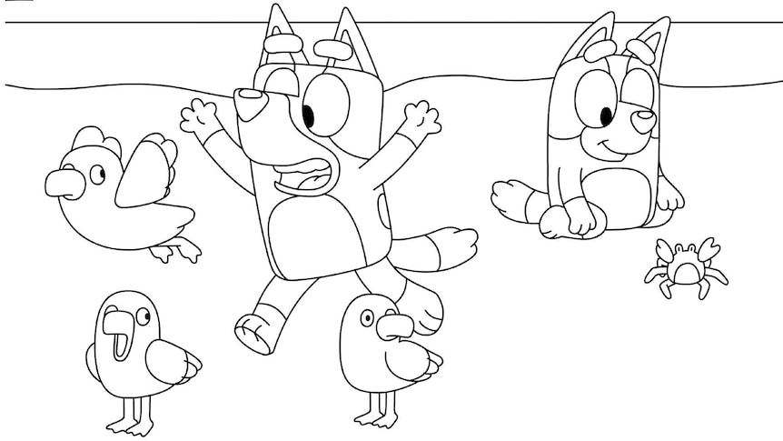 Bluey free colouring page