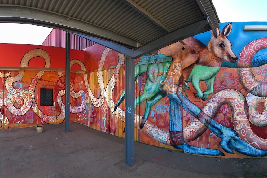 Artolution's finished mural in Alice Springs.