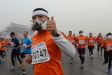 Participants wearing masks at the Beijing marathon