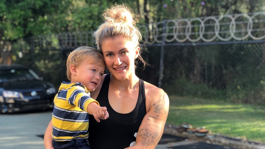 Katelin Van Zyl with her two-year-old son Hunter.