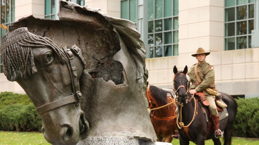 History: the bronze horse head was originally part of an Australian Light Horse memorial in Egypt.
