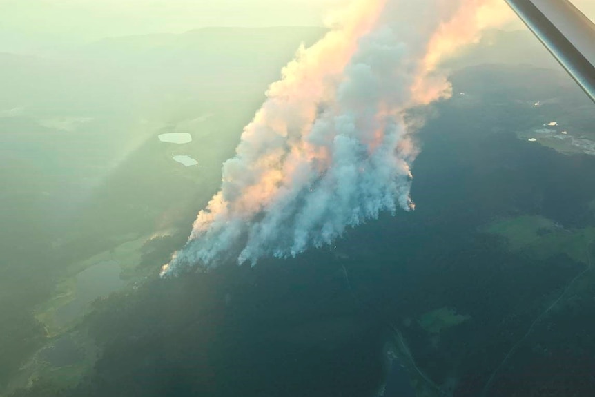 Smoke clouds billow over trees in Canada