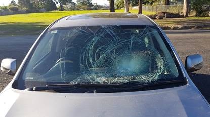 A smashed car windscreen