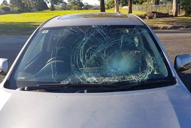A smashed car windscreen