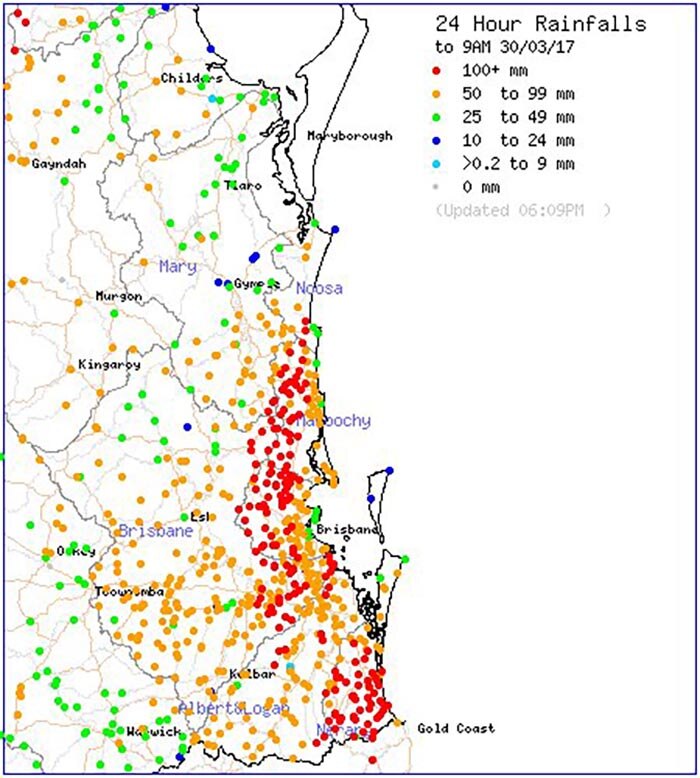 Infographic shows BOM rainfall totals for Qld