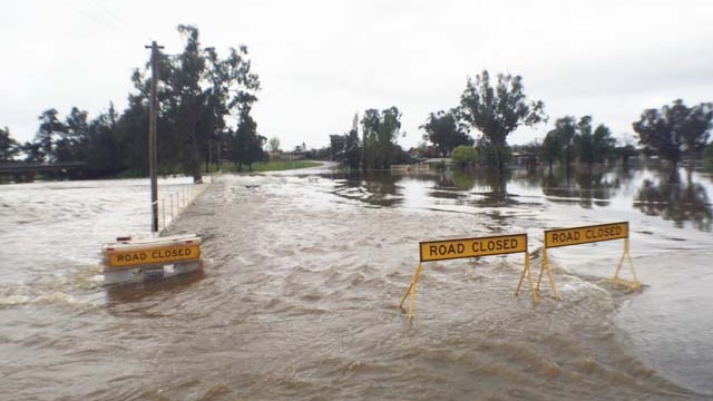 Flood waters closed roads in NSW central west.