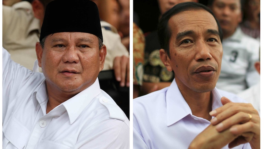 Profile photos of Indonesian Presidential candidates Prabowo Subianto and Joko Widodo