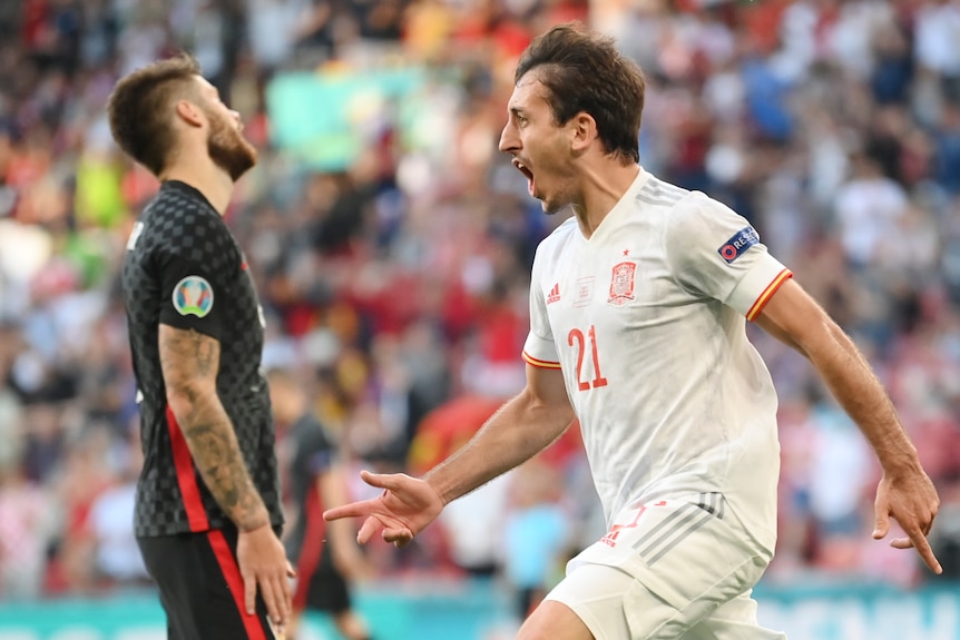 Mikel Oyarzabal celebrates with a big scream