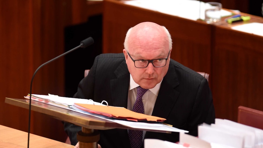 Attorney-General George Brandis speaks during Senate Question Time