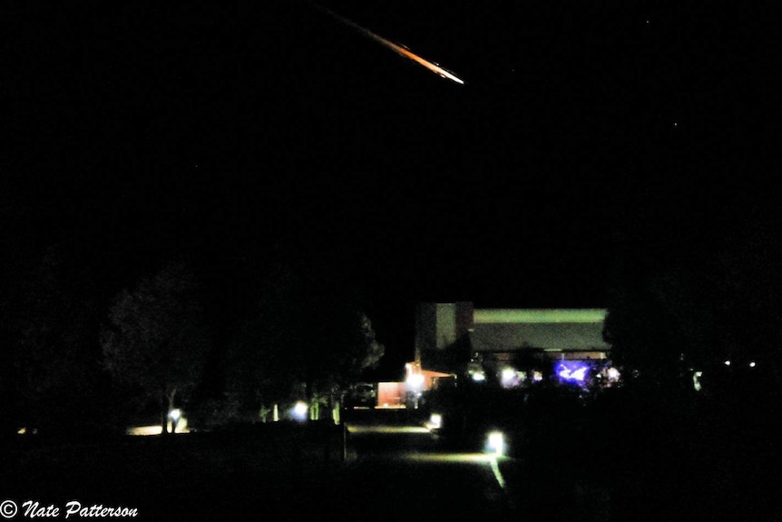 A light streaked across the sky in Central Australia