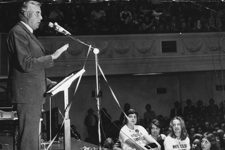 Gough Whitlam at a political rally