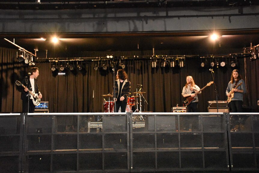 A five piece band onstage at the Pier Hotel in Frankston.