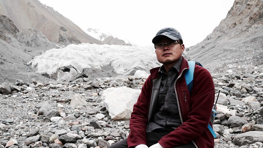 PHD student Chen Jizu, who is studying the effects of coal dust on glaciers