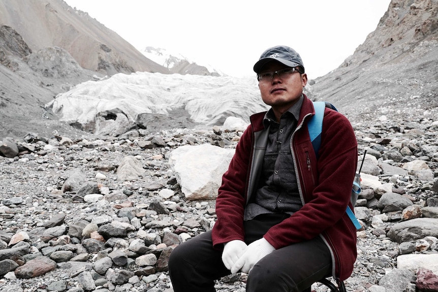 PHD student Chen Jizu, who is studying the effects of coal dust on glaciers