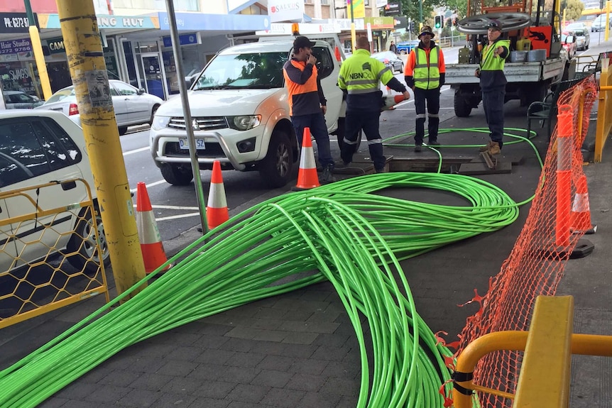 NBN cables being rolled out in Tasmania.