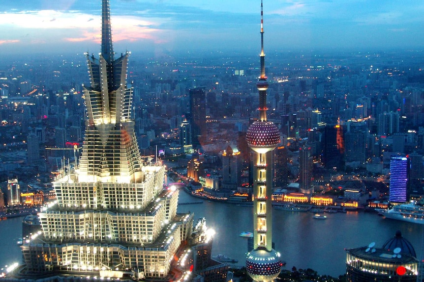 Shanghai skyline at dusk