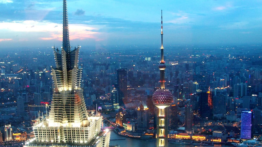 Shanghai skyline at dusk