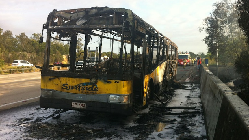 The blaze erupted as the driver was travelling between Coomera and Helensvale on the M1.